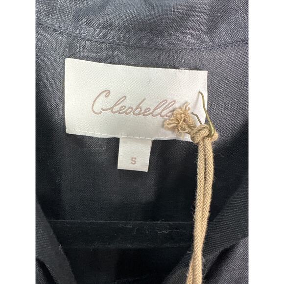 Cleobella NWT Women’s Black 100% Linen Button Down Dress size Small - Picture 3 of 7